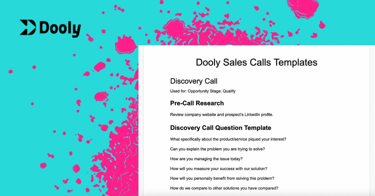 Sales call templates