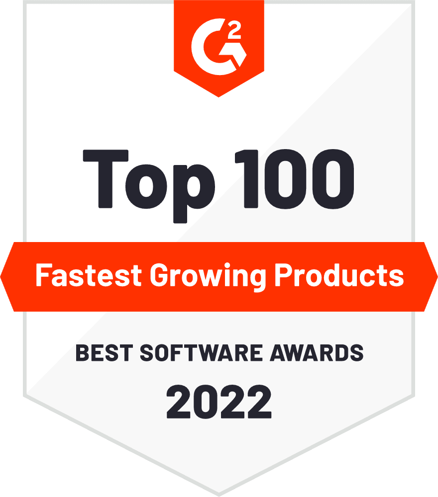 G2 top 100 fastest growing products 2022 badge